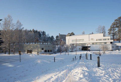 Keski-Suomen museo ja Alvar Aalto -museo talvisessa maisemassa. Kuva Maija Holma Alvar Aalto -säätiö