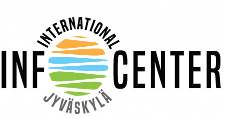International Jyväskylä - Info Center teksti ja värikkäita raitoja logossa. Kuva International Jyväskylä - Info Center